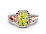 Rose gold Fancy Yellow Radiant Cut Diamond Halo Split Shank Engagement Ring_39