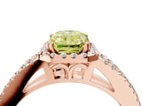Rose gold Fancy Yellow Radiant Cut Diamond Halo Split Shank Engagement Ring_43