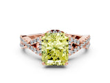 Rose gold Fancy Yellow Radiant Cut Diamond  Halo Twist Band Solitaire Prong Setting Ring_24