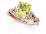 Rose gold Fancy Yellow Radiant Cut Diamond  Halo Twist Band Solitaire Prong Setting Ring_25