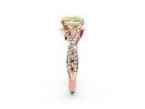 Rose gold Fancy Yellow Radiant Cut Diamond  Halo Twist Band Solitaire Prong Setting Ring_26