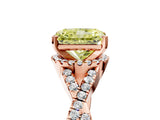 Rose gold Fancy Yellow Radiant Cut Diamond  Halo Twist Band Solitaire Prong Setting Ring_29