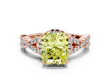 Rose gold Fancy Yellow Radiant Cut Diamond  Halo Twist Band Solitaire Prong Setting Ring_54