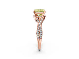 Rose gold Fancy Yellow Radiant Cut Diamond  Halo Twist Band Solitaire Prong Setting Ring_56