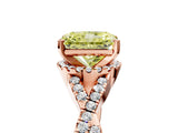 Rose gold Fancy Yellow Radiant Cut Diamond  Halo Twist Band Solitaire Prong Setting Ring_59