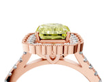 Rose gold Fancy Yellow Radiant  Cut Diamond Milgrain Floral Halo Engagement Ring with Pavé Band_19