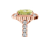 Rose gold Fancy Yellow Radiant  Cut Diamond Milgrain Floral Halo Engagement Ring with Pavé Band_20