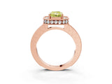 Rose gold Fancy Yellow Radiant Cut Diamond Milgrain Halo Engagement Ring with Round Pavé Band and Prong Setting_27