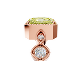 Rose gold Fancy Yellow Radiant  Cut Diamond Milgrain Marquise Band with Prong Setting_8
