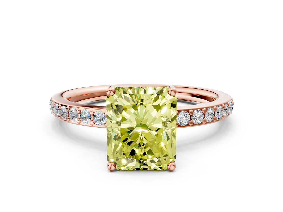 Rose gold Fancy Yellow Radiant  Cut Diamond Pavé Band Ring with Four-Prong Setting_25