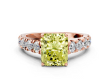 Rose gold Fancy Yellow Radiant  Cut Diamond Pavé Band Solitaire with Four-Prong Setting_3