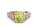 Rose gold Fancy Yellow Radiant  Cut Diamond Pavé Band Solitaire with Four-Prong Setting_36