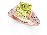 Rose gold Fancy Yellow Radiant  Cut Diamond Pavé Band Solitaire with Four-Prong Setting_37