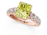 Rose gold Fancy Yellow Radiant  Cut Diamond Pavé Band Solitaire with Four-Prong Setting_4