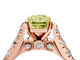 Rose gold Fancy Yellow Radiant  Cut Diamond Pavé Band Solitaire with Four-Prong Setting_40
