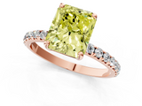 Rose gold Fancy Yellow Radiant  Cut Diamond Pavé Band Solitaire with Four-Prong Setting_4