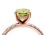 Rose gold Fancy Yellow Radiant  Cut Diamond Pavé Band Solitaire with Four-Prong Setting_7