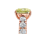 Rose gold Fancy Yellow Radiant  Cut Diamond Pavé Band Solitaire with Four-Prong Setting_8