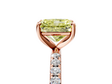 Rose gold Fancy Yellow Radiant  Cut Diamond Pavé Band Solitaire with Four-Prong Setting_8