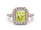 Rose gold Fancy Yellow Radiant Cut Diamond Pavé Halo Ring with Four-Prong Setting_36