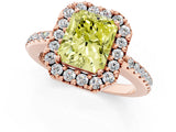 Rose gold Fancy Yellow Radiant Cut Diamond Pavé Halo Ring with Four-Prong Setting_37