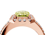 Rose gold Fancy Yellow Radiant Cut Diamond Pavé Halo Ring with Four-Prong Setting_40