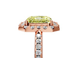 Rose gold Fancy Yellow Radiant Cut Diamond Pavé Halo Ring with Four-Prong Setting_41