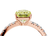 Rose gold Fancy Yellow Radiant Cut Diamond Pavé Solitaire Engagement Ring with Four-Prong Setting_58