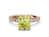Rose gold Fancy Yellow Radiant Cut Diamond Pavé Solitaire Ring with Round Band and Prong Setting_12