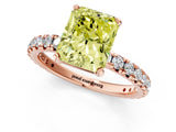 Rose gold Fancy Yellow Radiant Cut Diamond Pavé Solitaire Ring with Round Band and Prong Setting_13