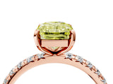Rose gold Fancy Yellow Radiant Cut Diamond Pavé Solitaire Ring with Round Band and Prong Setting_16