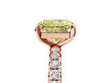 Rose gold Fancy Yellow Radiant Cut Diamond Pavé Solitaire Ring with Round Band and Prong Setting_17