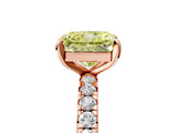 Rose gold Fancy Yellow Radiant Cut Diamond Pavé Solitaire Ring with Round Band and Prong Setting_29