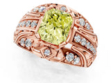 Rose gold Fancy Yellow Radiant Cut Diamond Pave Art Deco Split Shank Ring with Four-Prong Setting_1