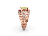 Rose gold Fancy Yellow Radiant Cut Diamond Pave Art Deco Split Shank Ring with Four-Prong Setting_2