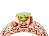 Rose gold Fancy Yellow Radiant Cut Diamond Pave Art Deco Split Shank Ring with Four-Prong Setting_4