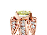 Rose gold Fancy Yellow Radiant Cut Diamond Pave Art Deco Split Shank Ring with Four-Prong Setting_5