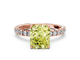 Rose gold Fancy Yellow Radiant Cut Diamond Pave Band Solitaire Ring with Four-Prong Setting_58