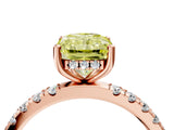 Rose gold Fancy Yellow Radiant Cut Diamond Pave Band Solitaire Ring with Four-Prong Setting_62