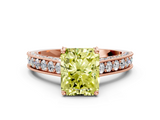 Rose gold Fancy Yellow Radiant  Cut Diamond Pave Band with Four-Prong Setting_37