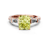 Rose gold Fancy Yellow Radiant  Cut Diamond Ring with Baguette Side Stones, Channel Set Band, and Four-Prong Setting_24
