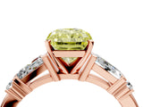 Rose gold Fancy Yellow Radiant  Cut Diamond Ring with Baguette Side Stones, Channel Set Band, and Four-Prong Setting_28