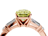 Rose gold Fancy Yellow Radiant  Cut Diamond Ring with Baguette Side Stones, Channel Set Band, and Four-Prong Setting_7
