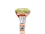 Rose gold Fancy Yellow Radiant  Cut Diamond Ring with Baguette Side Stones, Channel Set Band, and Four-Prong Setting_8