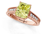 Rose gold Fancy Yellow Radiant Cut Diamond Ring with Milgrain Pavé Band and Four-Prong Setting_21