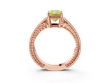 Rose gold Fancy Yellow Radiant Cut Diamond Ring with Milgrain Pavé Band and Four-Prong Setting_23