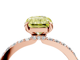 Rose gold Fancy Yellow Radiant  Cut Diamond Ring with Pavé Band and Four-Prong Setting_116