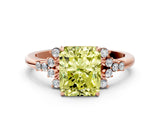 Rose gold Fancy Yellow Radiant Cut Diamond Ring with Side Stones and Four-Prong Setting_79