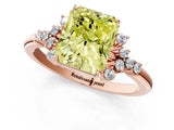 Rose gold Fancy Yellow Radiant Cut Diamond Ring with Side Stones and Four-Prong Setting_80