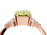 Rose gold Fancy Yellow Radiant Cut Diamond Ring with Side Stones and Four-Prong Setting_83